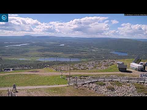 Live webcam view of Levi Fell Ski Resort slopes and village in Lapland, Finland with snow and chairlifts