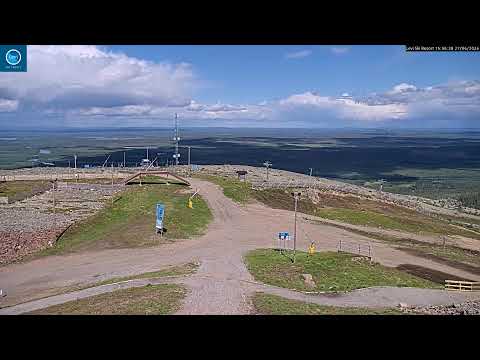 Glacier Express Chairlift at Levi Resort showing snowy slopes and pine forests in Lapland Finland