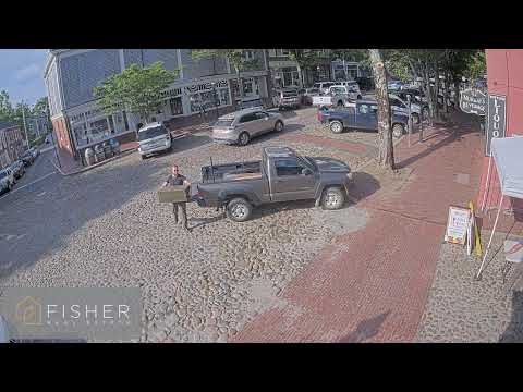 Lower Main Street Nantucket Massachusetts live street view webcam showing historic shops and coastal charm