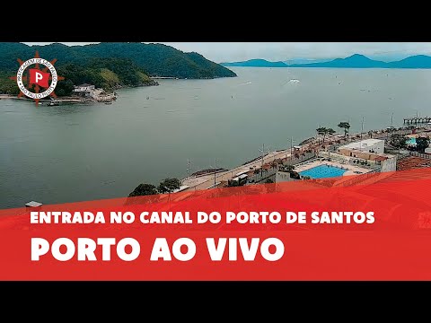 Live webcam view of Canal do Porto de Santos port in São Paulo State Brazil showing ships and waterfront