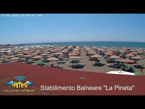 Scenic beach view from Lido La Pineta Cam in Tarquinia Lazio Italy live webcam