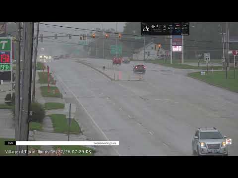 Village of Tilton Illinois live webcam showing peaceful small-town streets and greenery