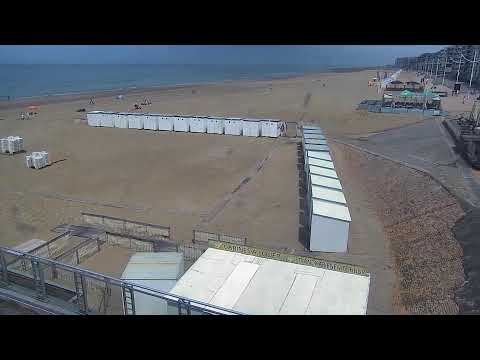 Live view of Sint-Idesbald beach and coastline in West Flanders Belgium