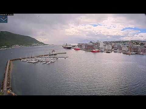 Live webcam view of Tromsø South Norway with Arctic mountains and fjords