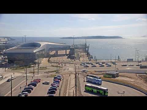 Port of Helsinki South Harbour live webcam showing ships and waterfront activity in Finland