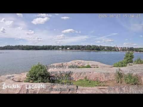 Live view of Lauttasaari island showing greenery and Baltic Sea in Finland