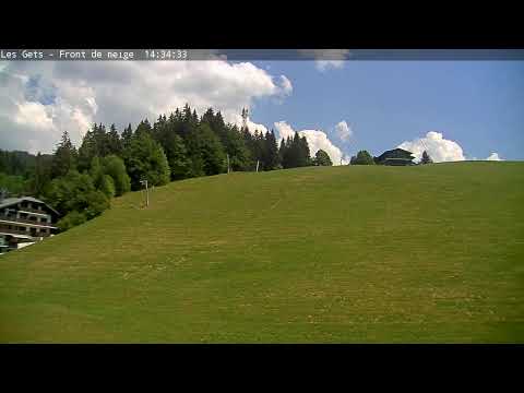 Panoramic view of Les Gets ski slopes and Front de Neige area in the French Alps