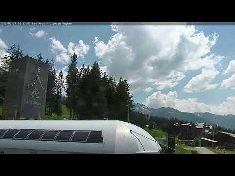 Les Arcs live webcam showing alpine ski slopes and mountain views in Bourg Saint Maurice France