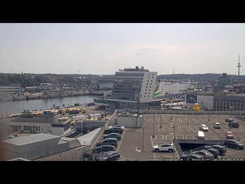 Panoramic view of Kieler Hafen live webcam showing Germany's busy Baltic Sea port