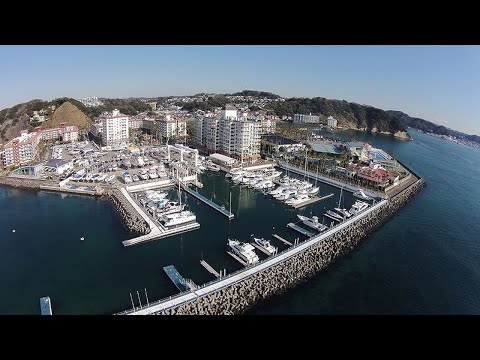 Riviera Seabornia Marina live webcam showing boats and coastline in Miura, Japan