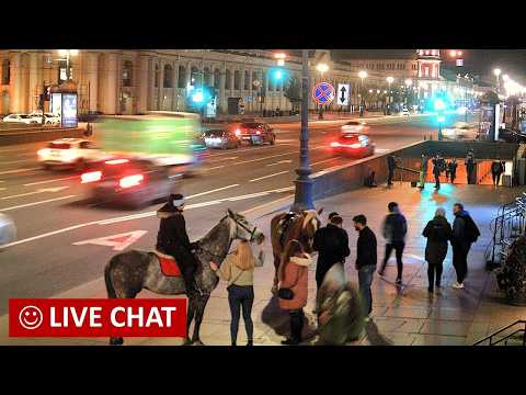 Live view of Nevskiy Avenue bustling street in Saint Petersburg Russia