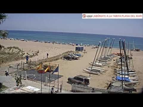 Live view from Escola Garbi Castelldefels webcam showing Barcelona coastal landscape and school surroundings