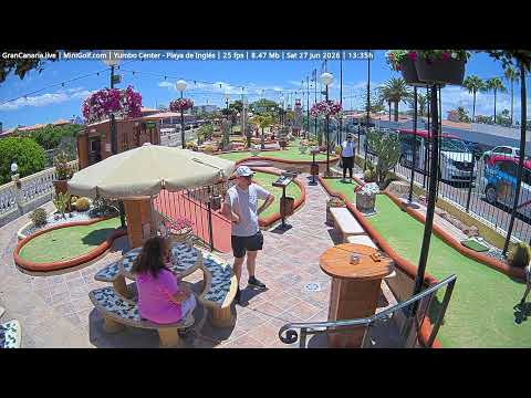 Panoramic view of Playa del Ingles beach in Maspalomas, Spain live webcam