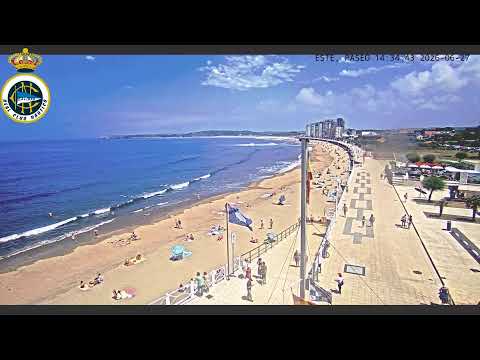 Live view of Nautico Salinas Este marina with boats and Mediterranean coast in Salinas, Spain