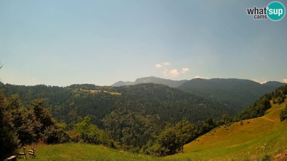 Zelezniki live webcam North-west Altemaver view showing Julian Alps mountains and forest landscapes in Slovenia